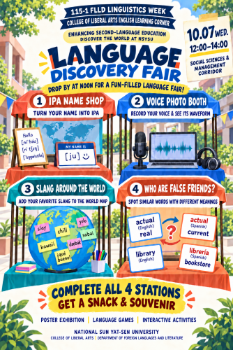 《活動》115-1 外文系語言學週系列活動：語言探索市集 Language Discovery Fair